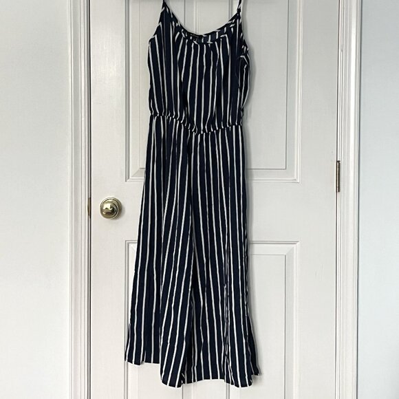 NWT Ambiance Navy white striped jumper with adjustable straps size SMALL - Picture 1 of 7